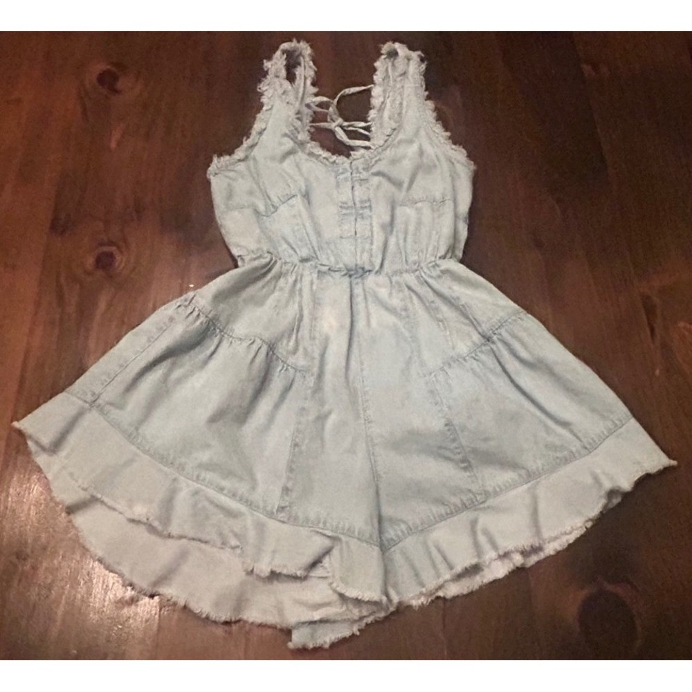 Free People Light Blue Denim Romper - Picture 5 of 10
